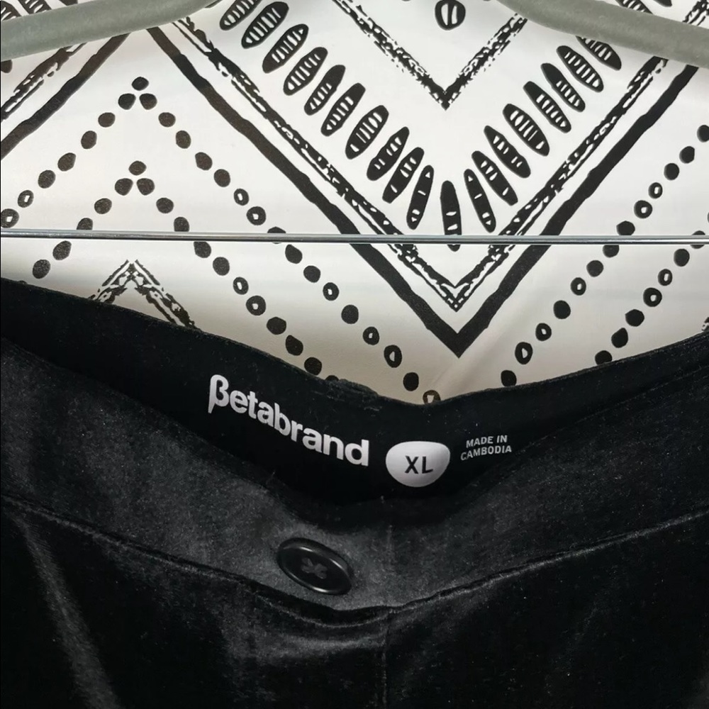 Betabrand Black Velvet Mid Rise Bootcut Pants XL - Picture 2 of 8